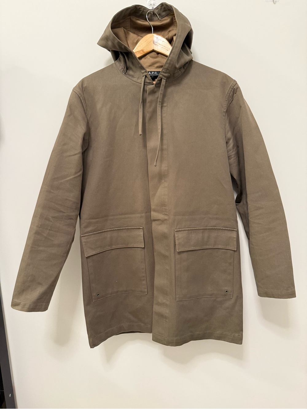 A.P.C. Men's Hooded Field Jacket in Olive Green